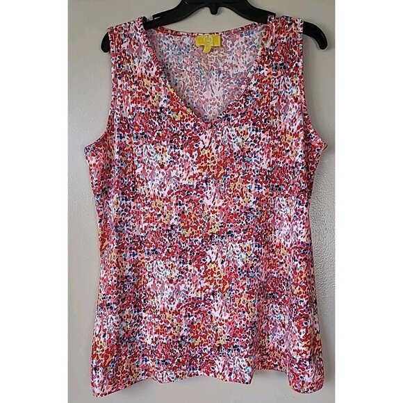 Liz Lange 2 Piec Blouse SzL Bubble Gum Confetti Camisole & Duster Croquet Sleeve - Picture 7 of 16